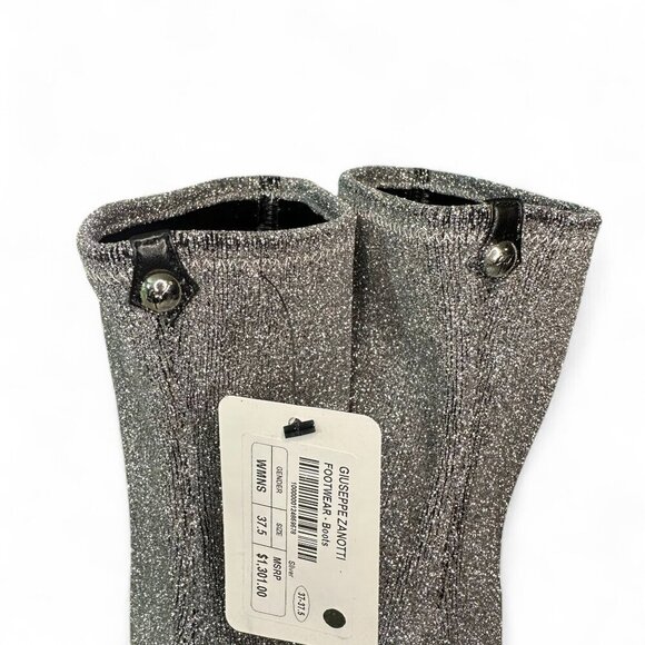 Giuseppe Zanotti Women's Silver Glitter Over-the-Knee Flat Boots Sz 37.5 NWOT - Picture 14 of 16